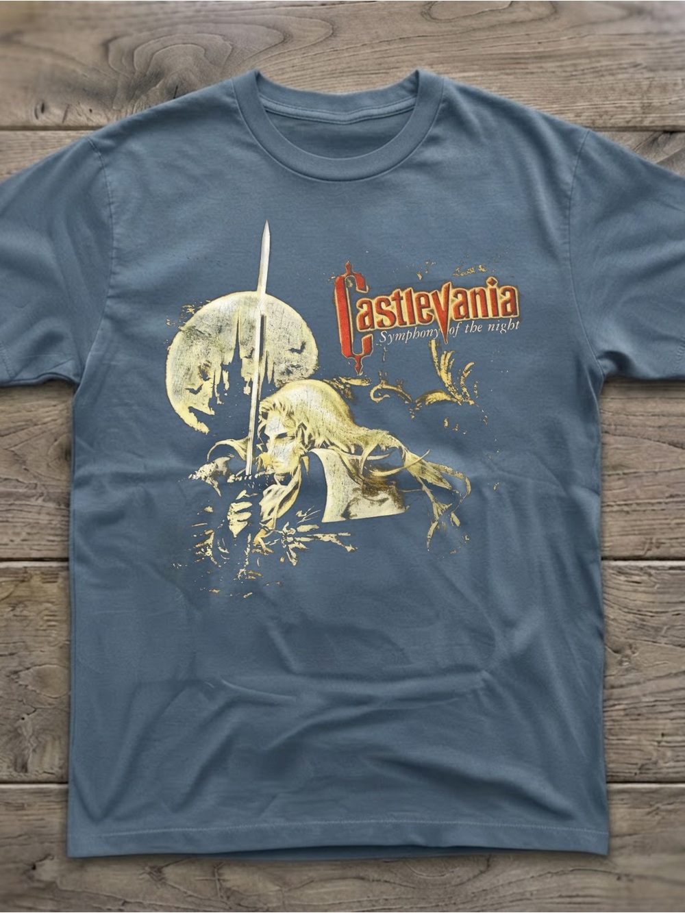 Symphony of the Night Graphic Gildan T-shirt Slate Blue Top